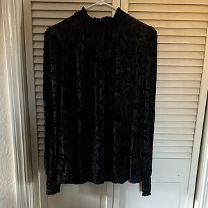 Knox Rose Black Velvet Floral Blouse